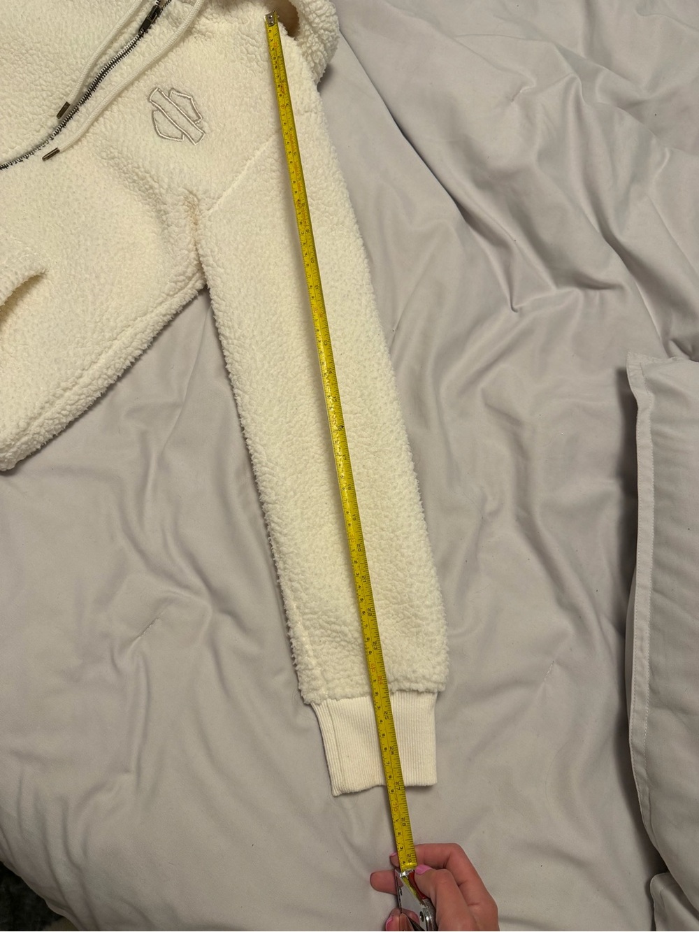 Harley-Davidson Cream Sherpa Zip-Up Hoodie Jacket - Picture 11 of 12
